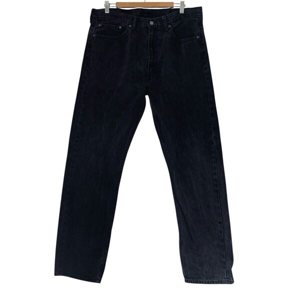 Levis 505 Jean Men 38x34 Black Denim Straight Leg Regular Fit 100% Cotton Street - Picture 1 of 7